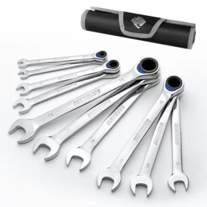 IRONCUBE 10 Piece New Type Metric Ratcheting Wrench Set With Rolling Pouch