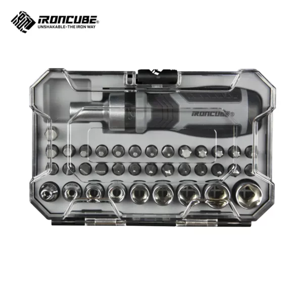 IRONCUBE Ratcheting Screwdriver Bit Set with Socket Set 37-Piece