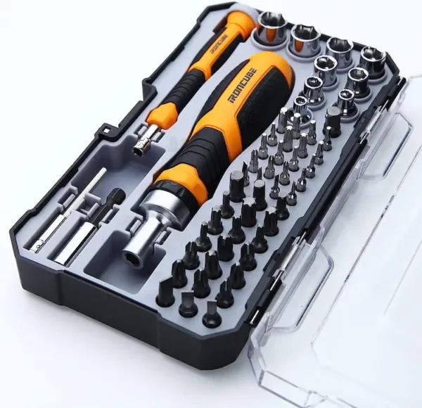 IRONCUBE Ratcheting Screwdriver Bit Set with Socket Set 56-Piece