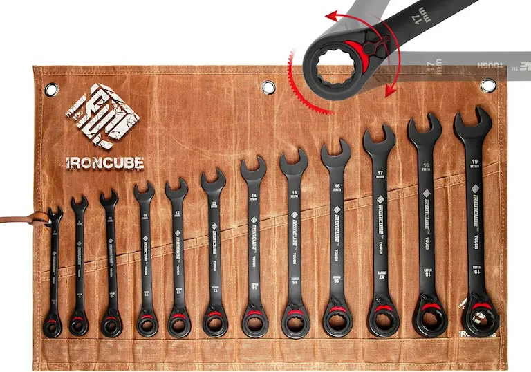Ironcube 12-Piece Metric Reversible Ratcheting Wrench Set
