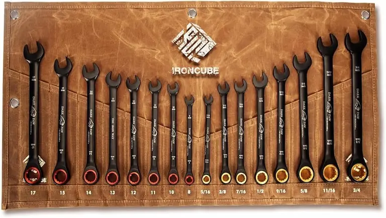 Ironcube 16-Piece Metric & SAE Ratcheting Wrench Set