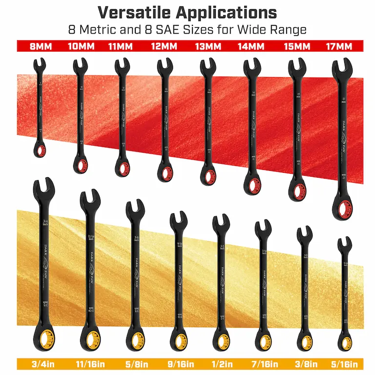 Ironcube 16-Piece Metric & SAE Ratcheting Wrench Set