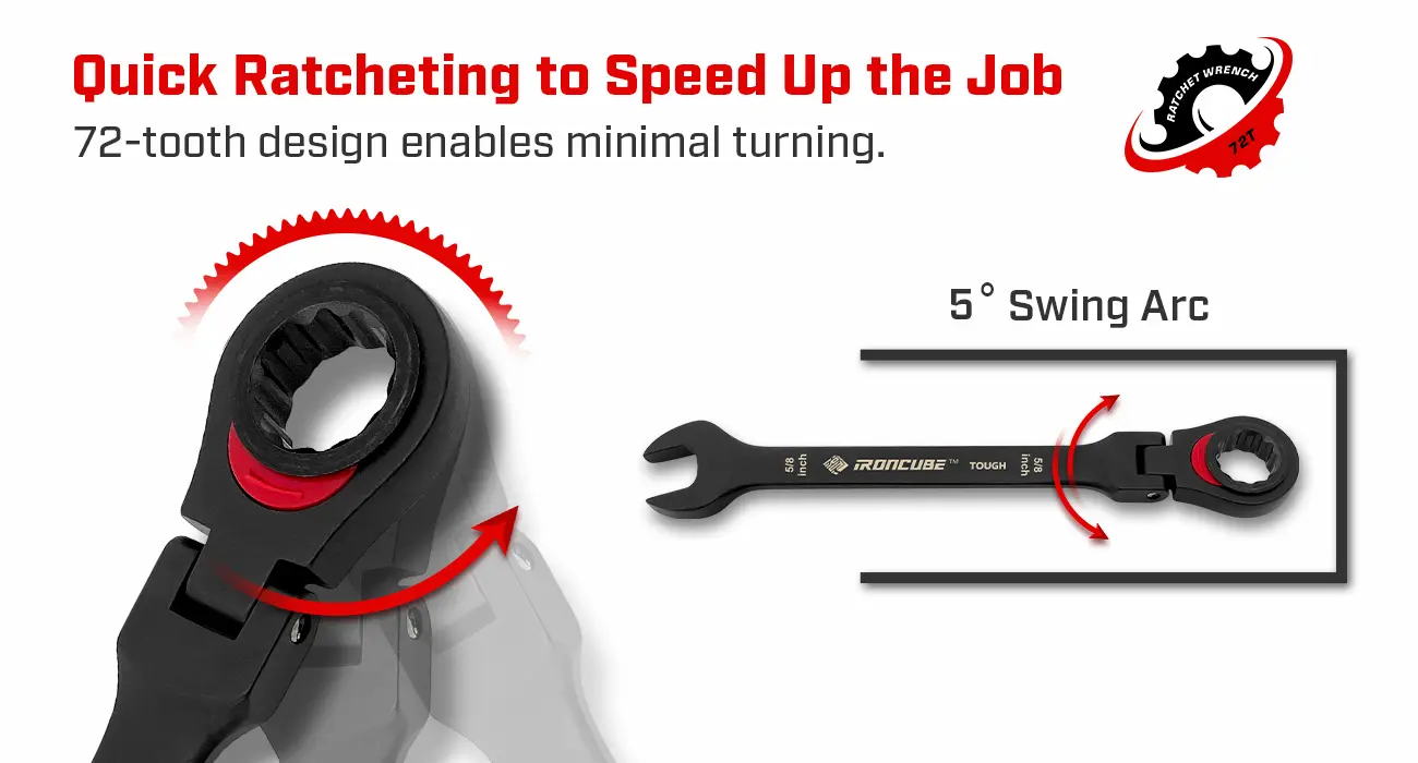 11-Piece 72-tooth design Ratcheting Combination Wrench Set