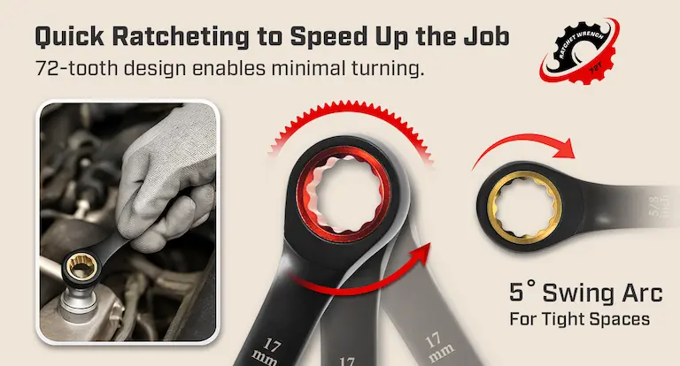 16 pcs Best ratcheting wrench set's quick ratcheting