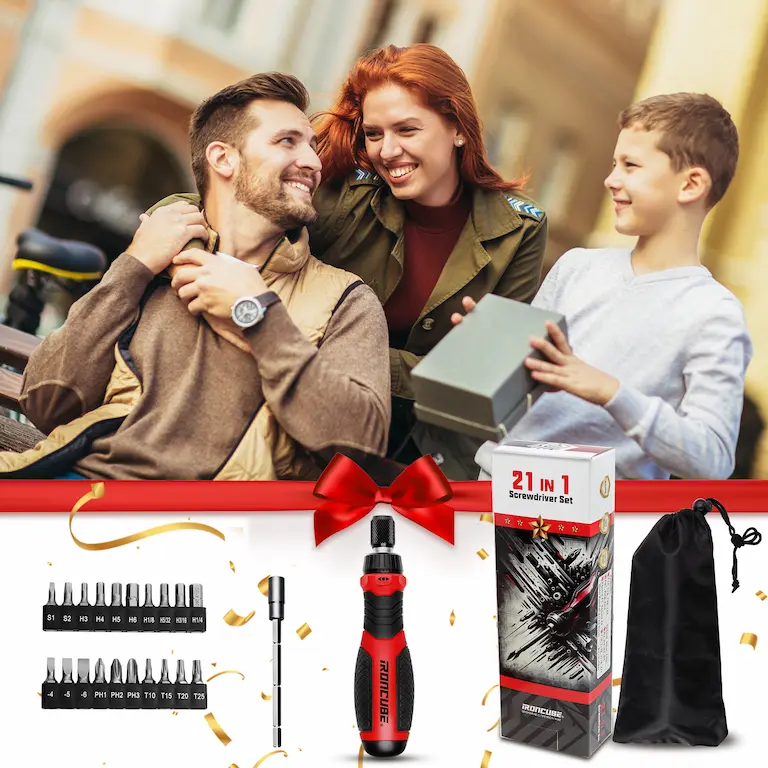 6.礼物IRONCUBE 21 in 1 Magnetic Multiple bits Multi Ratcheting Screwdriver Set
