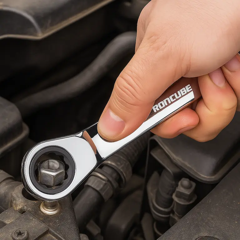 Safe ratchet wrench usage techniques and proper body positioning