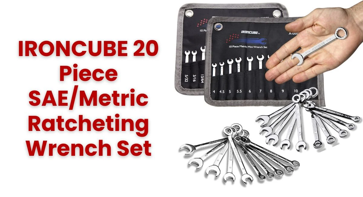 IRONCUBE 20 Piece SAE/Metric Ratcheting Wrench Set