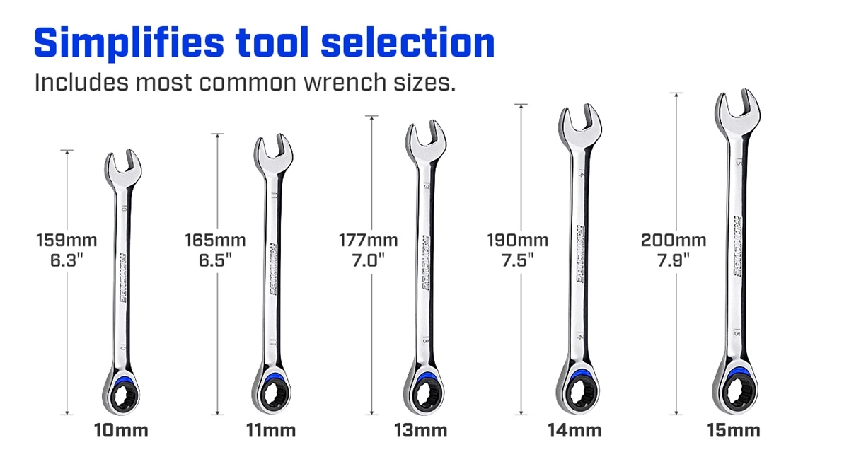 Tool 5 Piece Ratchet Wrench Set