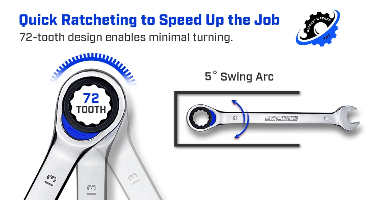 best tool 5 piece ratchet wrench set quick ratcheting to speed up the job