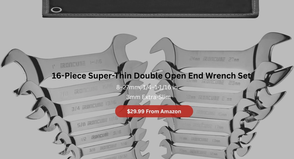 16-Piece Super-Thin Double Open End Wrench Set