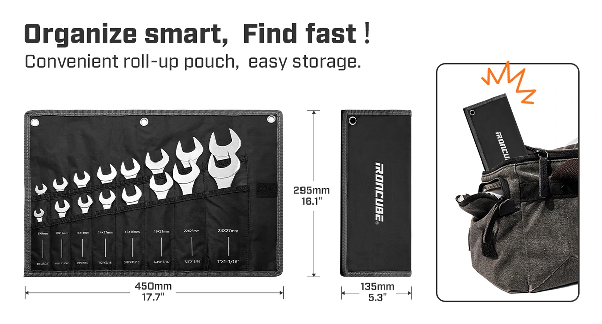 16-Piece Wrench Set - Organize smart, Find Fast