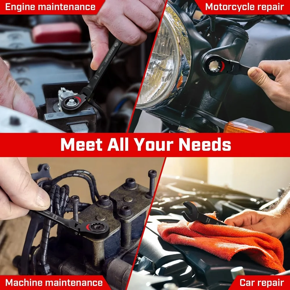 Heavy-Duty Flex Head Ratchet Wrench Set for Industrial Use