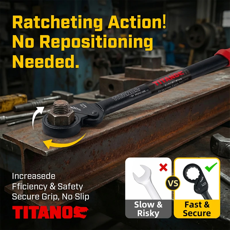 Friction Wrench 1-7/8 Inch – Non-Slip Grip Ratchet Spanner for Steel Structure Assembly