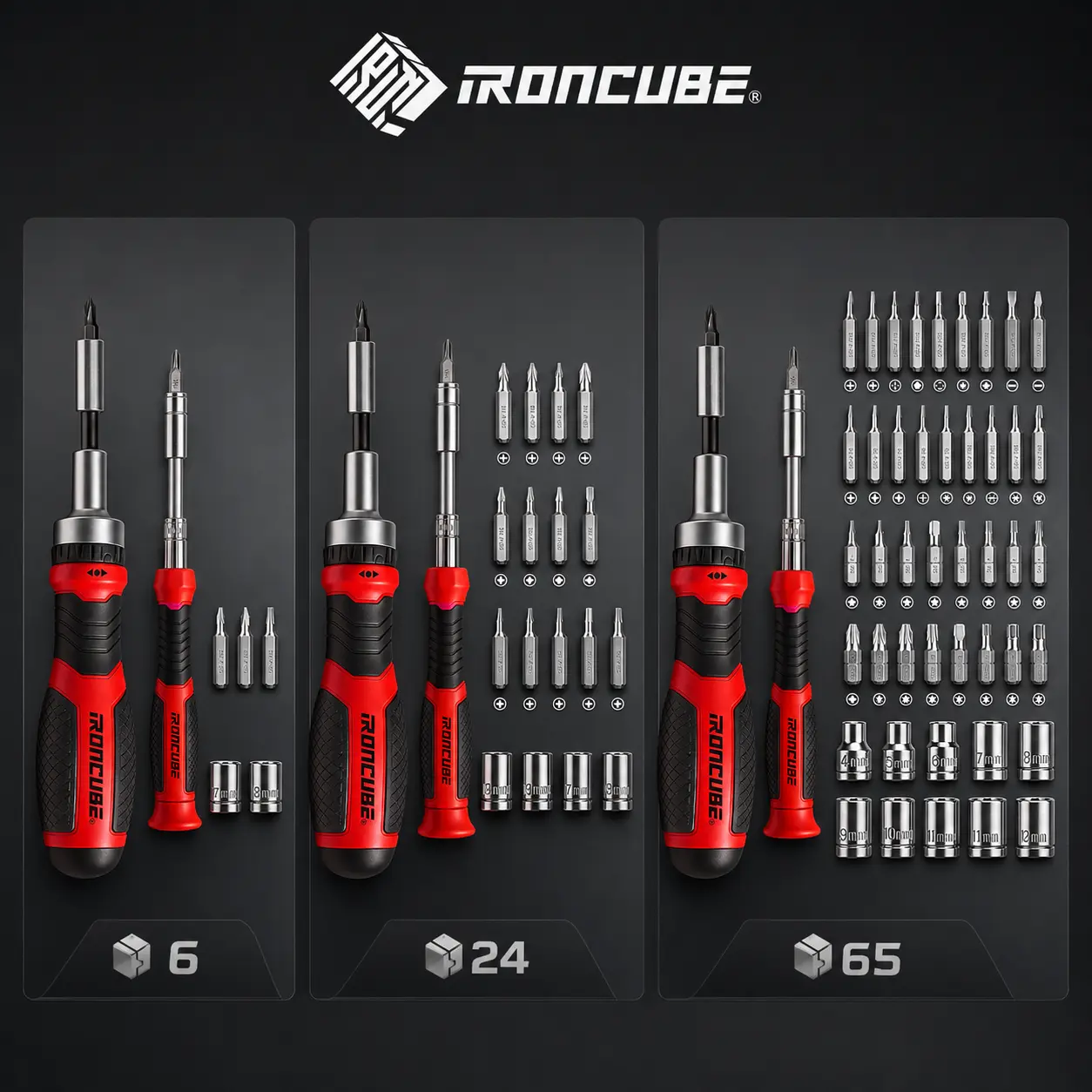 65-Piece Interchangeable Screwdriver Sets