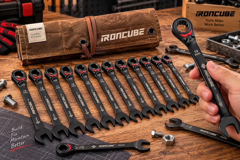 Ironcube 12-piece metric Reversible Ratcheting Wrench Set