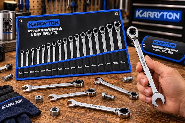 Karryton 16-piece metric Reversible Ratcheting Wrench Set