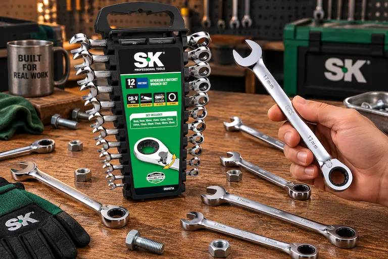 SK 12-piece metric Reversible Ratcheting Wrench Set